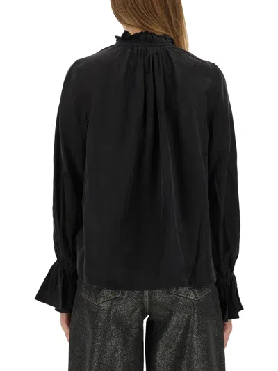Ganni Shirt In Black Polyamide Polyester In Black