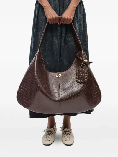 Ganni Brown Rec Le Shoulder Bags