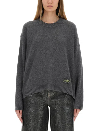 Ganni Sweater Wool Side Ties In Gray