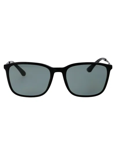 Giorgio Armani Black Acetate Sunglasses In Green