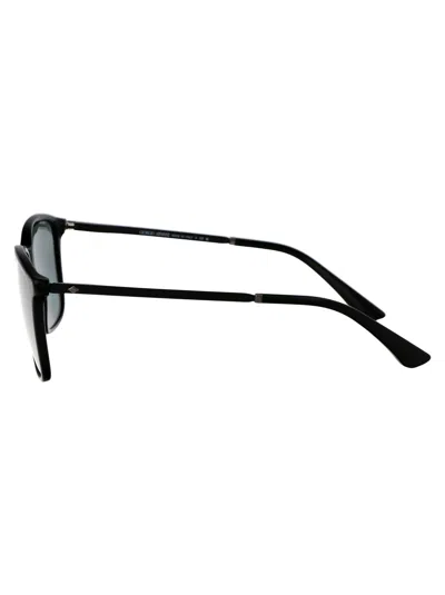 Giorgio Armani Black Acetate Sunglasses In Green