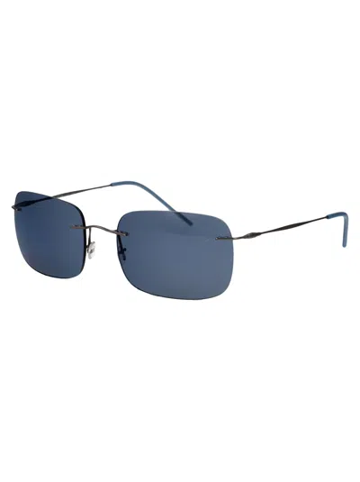 Giorgio Armani Matte Gunmetal Metal Sunglasses In Neutral