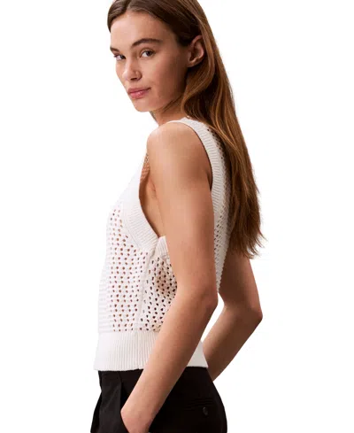 Calvin Klein Jeans Est.1978 Women's Cotton Open-stitch Tank Sweater