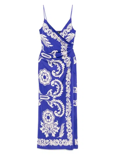 Etro Draped Floral Maxi Dress With Spaghetti Straps