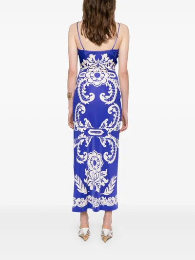 Etro Draped Floral Maxi Dress With Spaghetti Straps