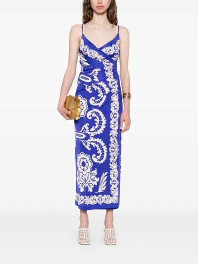 Etro Draped Floral Maxi Dress With Spaghetti Straps