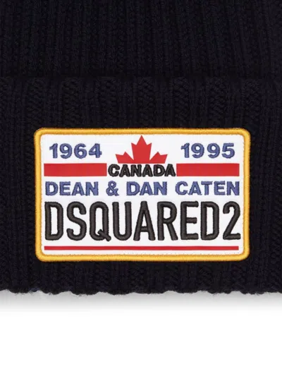 Dsquared2 Knitted Beanie With Folded Cuff And Colorful Patch