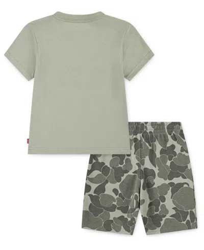 Levi's Toddler Boys 2-piece Short Sleeve T-shirt And Camo Shorts Set In Green