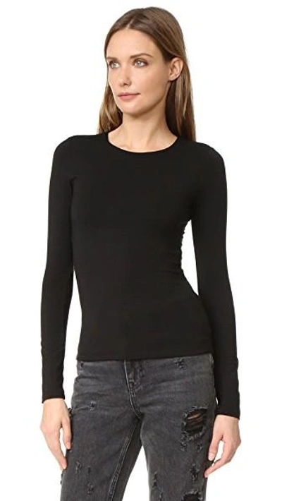 Shop Alexander Wang T Long Sleeve Back Slit Tee In Black