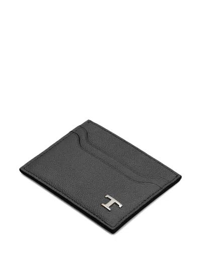 Tod's Slim Textured Compact Wallets In Black