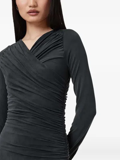 Allsaints Cross-neckline Gathered Dress In Black
