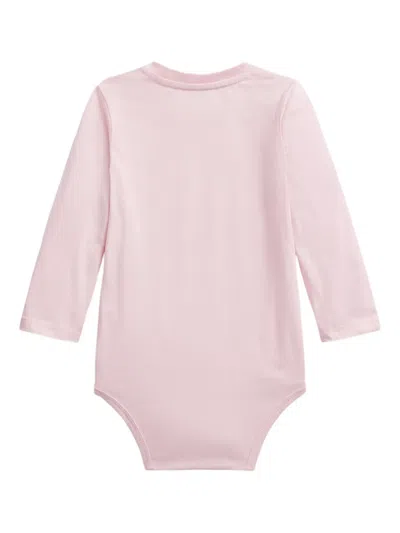 Polo Ralph Lauren Long-sleeve Snap-button Bodysuit In Pink