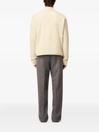 Ami Alexandre Mattiussi White Wool Ami De Coeur V Neck Sweater White In Neutral