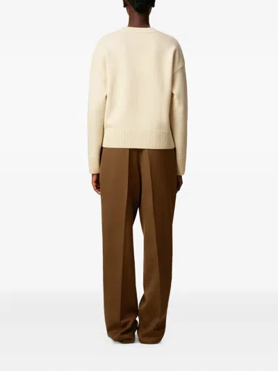 Ami Alexandre Mattiussi White Wool Ami De Coeur V Neck Sweater White In Neutral
