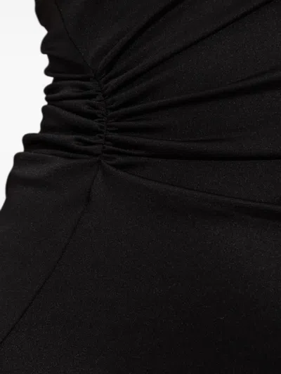 Victoria Beckham Asymmetrically Draped Black Midi Dress With Soft Ruching In Black