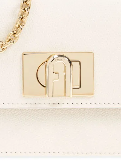 Furla Cream Foldover Top Bag With Twist-lock Closure