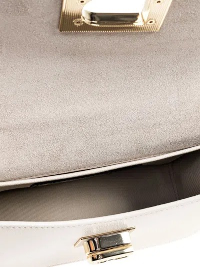 Furla Cream Foldover Top Bag With Twist-lock Closure