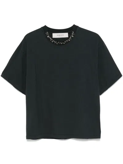 Golden Goose Anthracite Grey T-shirt With Crystals