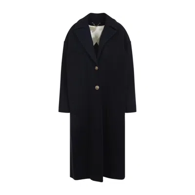 Golden Goose Heraldic Buttons Single-breasted Cocoon Coat In Black