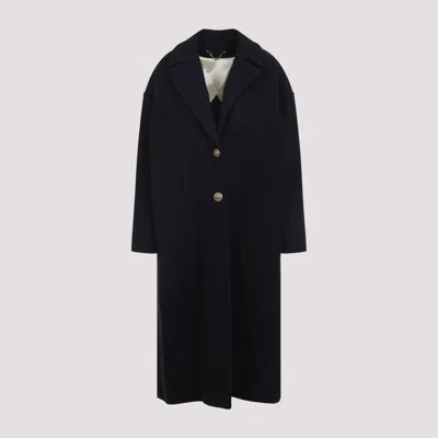 Golden Goose Heraldic Buttons Single-breasted Cocoon Coat In Black