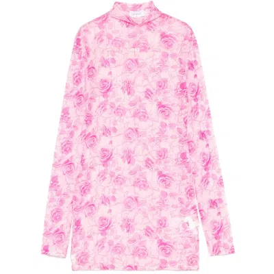 Off-white Mesh Mini Dress In Pink