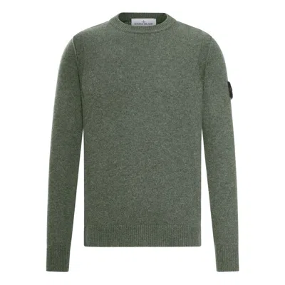 Stone Island Wool Crewneck Sweater In Green