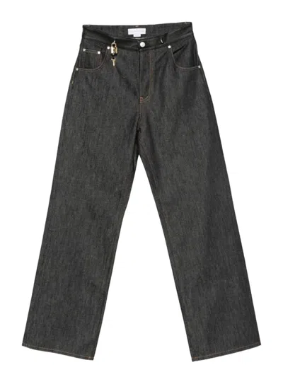 Stella Mccartney Jeans With Key Details Finished In Leather In Black