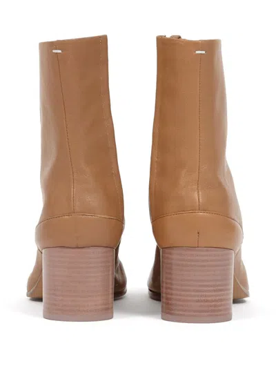 Maison Margiela Tabi 60 Calf Leather Ankle Boots In Brown