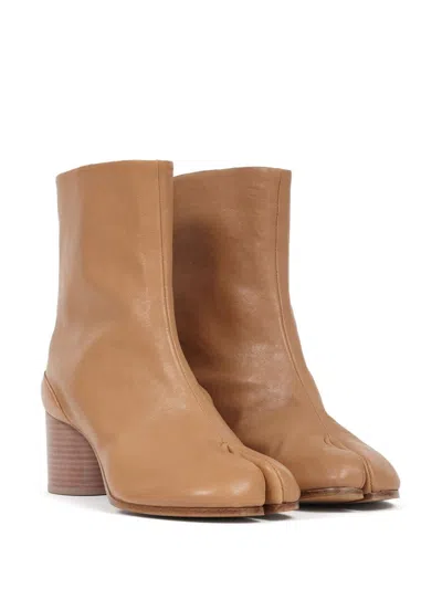 Maison Margiela Tabi 60 Calf Leather Ankle Boots In Brown