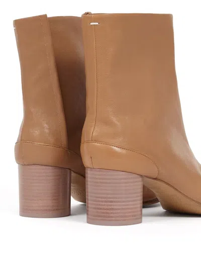 Maison Margiela Tabi 60 Calf Leather Ankle Boots In Brown