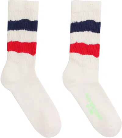 Golden Goose Sock High Rib Stripe In Neutral