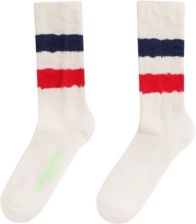 Golden Goose Sock High Rib Stripe In Neutral