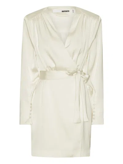 Rotate Birger Christensen Satin Wrap Minidress In White