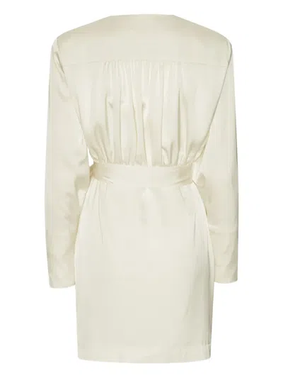 Rotate Birger Christensen Satin Wrap Minidress In White
