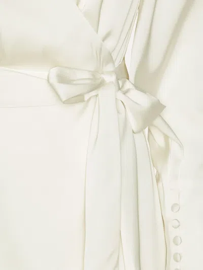 Rotate Birger Christensen Satin Wrap Minidress In White