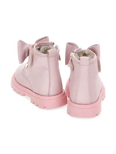 Monnalisa Bow-detail Ankle Boots In Pink