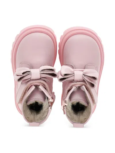 Monnalisa Bow-detail Ankle Boots In Pink