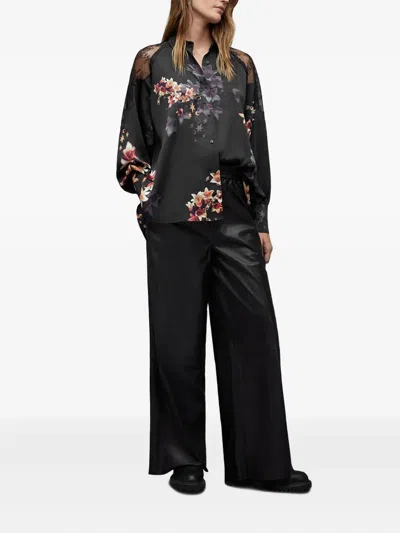 Allsaints Floral-lace Blouse In Black