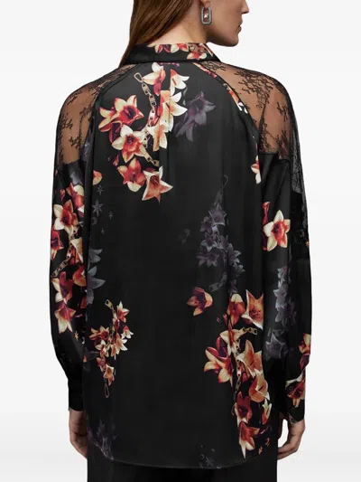 Allsaints Floral-lace Blouse In Black
