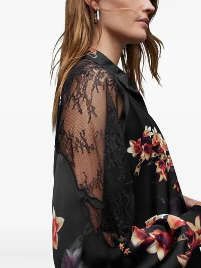 Allsaints Floral-lace Blouse In Black