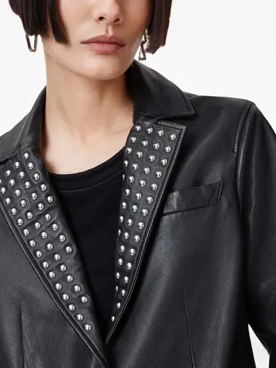 Allsaints Studded Leather Blazer In Black
