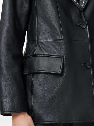 Allsaints Studded Leather Blazer In Black