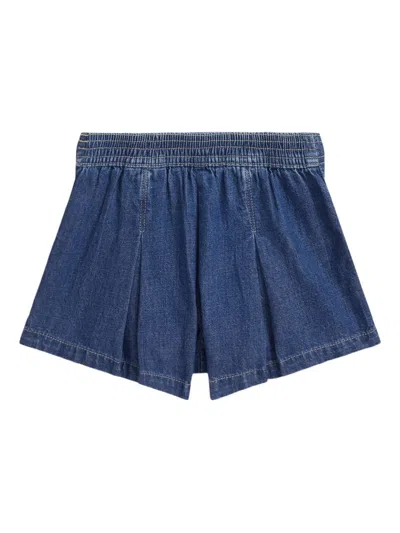 Polo Ralph Lauren Kids' Pleated Denim Wrap Skort In Blue