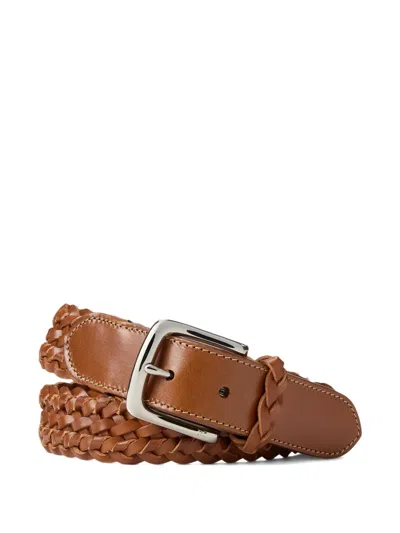 Ralph Lauren Braided Leather Belt In Brown