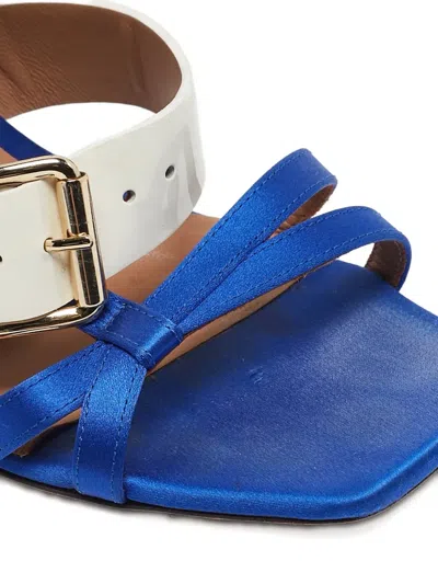 Pre-owned Marni 50mm Satin Sandals In Blue