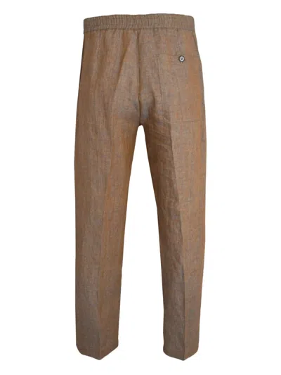 Altea Elasticated-waist Linen Trousers In Brown