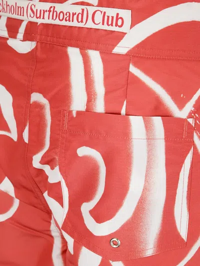 Stockholm Surfboard Club Lace-up Print Shorts In Red