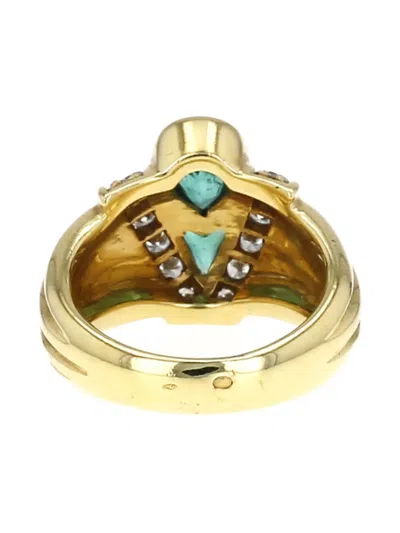 Pre-owned Fred 1980s  18kt Yellow Gold Emerald And Diamond Ring