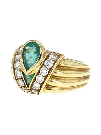 Pre-owned Fred 1980s  18kt Yellow Gold Emerald And Diamond Ring