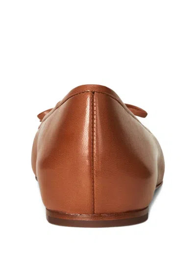 Polo Ralph Lauren Bow-detail Almond-toe Ballet Flats In Brown